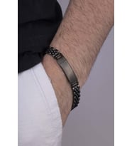 Gümüş Pazarım Klasik Model Siyah Çelik Erkek Bileklik