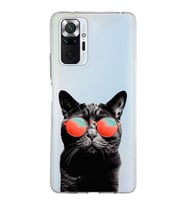 PrintiFy Xiaomi Redmi Note 10 Pro ile Uyumlu 1mm Slim Fit Kedi 3 050d Baskılı Şeffaf  Kılıf