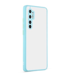 Xiaomi Mi Note 10 Lite Kılıf Hux Düğme ve Kapak Zıt Renk Kılıf (Turkuaz)