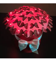 LED Işıklı Kelebek Çiçek  Buketi KUTUDA - A Kalite Büyük Boy Buket - Hediyelik -Mavi- Pembe-Kırmızı-Yeşil Kelebek Buketi