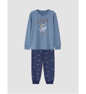 LCW Kids İndigo Baskılı Erkek Çocuk Pijama Takım