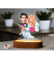 BK Gift Kişiye Özel Yeni Evli Çift  Karikatürlü Dekoratif 3D Biblo LED Işıklı Gece Lambası-10, Düğün Hediyesi, Yıl Dönümü Hediyesi