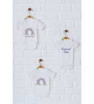 Pia Baby Premium %100 Pamuk İsme Özel Organik Baskılı Üçlü Set Çıtçıtlı Bebek Body Zıbın Modelleri 5075-18 (Ekru)