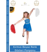 Premium Seri Tutma Yerli Rahat Sağ ve Sol El 2 Adet 25 cm Amigo Gösteri Ponponu Çift - Kırmızı Beyaz