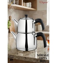 ELEGANT Mirage Orta Boy Bakalit Kulplu Çaydanlık Takımı - Siyah
