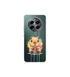 Realme 12 4G ile Uyumlu Splash Kapibara Tasarımlı Şeffaf Silikon Kılıf