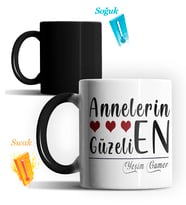 Kişiye Özel Annelerin En Güzeli Tasarımlı Kupa (Siyah - Beyaz)