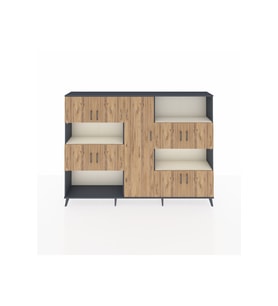 Arges Dolap 10 Raflı 9 Kapaklı 220x30x163 Antrasit-Çam/Aytaşı