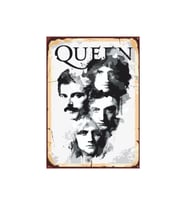 Queen Grup Retro Ahşap Tablo - Siyah Beyaz Müzik Efsanesi Poster Tasarımı