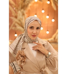 Silk Home Olinda Şal 49005-34 Yeşil Bej , Koyu Gül Kurusu