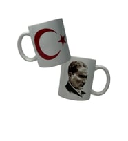 Atatürk Ve Ay Yıldız Temalı Kupa Bardak (Beyaz)