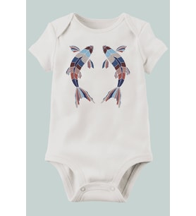 Unisex Bebek Beyaz Organik Baskılı Pamuklu Body