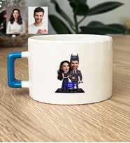Kişiye Özel Karikatürlü Süper Kahraman Çift Sevgililer Lüks Fincan Sevgililer Günü Hediyesi