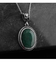 Orijinal Zümrüt Taşı 925 Ayar Gümüş Unisex Kolye
