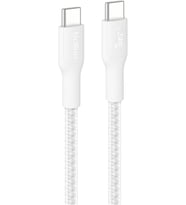 Eco Örgülü USB-C - USB-C Kablosu, 3 m, 240 W, Yumuşak, Esnek Hızlı Şarj Kablosu, iPhone 16, Galaxy S25, Pixel 9, MacBook, iPad Pro ve Daha Fazlası için Tip-C Şarj Kablosu - Beyaz (USB 2.0)