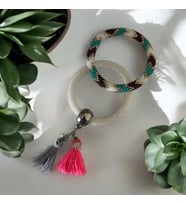 Chibeads Beyaz ve Desenli Set Kadın Elemeği Boncuk Bileklik