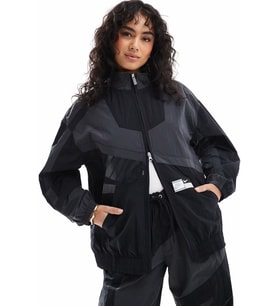 Nike Street Woven Full Zip Oversize Jacket Kadın Dokuma Oversize Spor Ceket Siyah