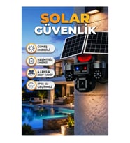 Güneş Enerjili 4 Lensli Akıllı Dış Mekan Güvenlik Kamerası IP66 Su Geçirmez