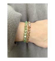 Kadın - Çok Şık Su Yeşili Ve Krem, Cam Kristal Bileklik  Handmade