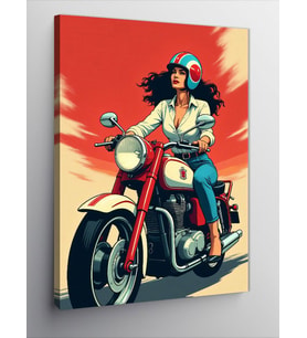 Kanvas Tablo Motorsikletli Kadın