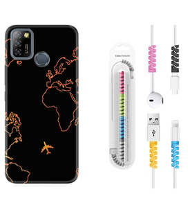 INFINIX Smart 4 5 6 Zero 8 S5 Pro Kılıf Kablo Koruma Spiral Silikon Harita ve Uçak 1777