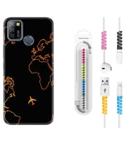 INFINIX Smart 4 5 6 Zero 8 S5 Pro Kılıf Kablo Koruma Spiral Silikon Harita ve Uçak 1777