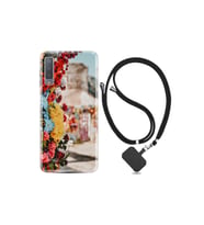Samsung Galaxy A7 2018 Kılıf Silikon Desen Boyun Askılı Gerçek Çiçekler 1743
