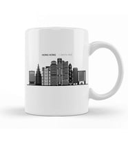 Hong Kong Skyline Outline Cityscape Travel Kupa Bardak Porselen