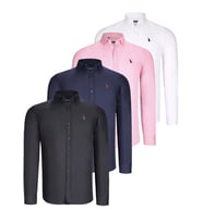 DÖRTLÜ SET G725 DEWBERRY ERKEK GÖMLEK-SİYAH-BEYAZ-LACİVERT-PEMBE