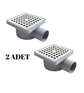 2 Adet 10*10 YANDAN ÇIKIŞ ÇAP 50 KARE KROM YER SİFONU SU GİDERİ BALKON GİDERİ BANYO GİDERİ