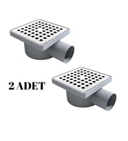 2 Adet 10*10 YANDAN ÇIKIŞ ÇAP 50 KARE KROM YER SİFONU SU GİDERİ BALKON GİDERİ BANYO GİDERİ