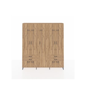 Arges Gardrop 12 Raflı 4 Çekmeceli 2 Askılı 220x30x243 Çam-Çam