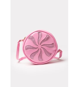 Yuvarlak Kız Çocuk Çantası, Simli Suni Kız Çocuk Çantası (Pembe)