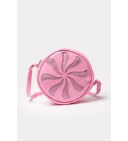 Yuvarlak Kız Çocuk Çantası, Simli Suni Kız Çocuk Çantası (Pembe)