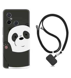 Xiaomi Redmi 12C Kılıf Silikon Boyun Askılı İpli Desenli Silikon Hello Panda 1709