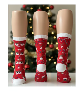 Geyikli Yılbaşı Çorabı Yılbaşı Çorap Setleri Unisex Noel Yılbaşı Chirstimas Çorapları (Yılbaşı Kırmızısı)
