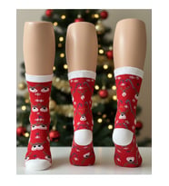 Geyikli Yılbaşı Çorabı Yılbaşı Çorap Setleri Unisex Noel Yılbaşı Chirstimas Çorapları (Yılbaşı Kırmızısı)