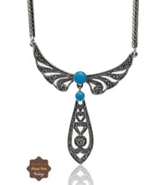 Firuze Taşlı Melek Kanat Model Markazit Taşlı Gümüş Kadın Gerdanlık 201024269