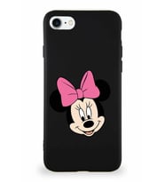 Apple iPhone 8 Soft Premier Kapak Minnie Mouse-C Tasarımlı Silikon Kılıf - Siyah (Şeffaf)