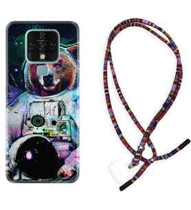 Tecno Camon 16 18P Pova Kılıf Boyun Asklı Rasta Silikon Astronot Panda 1755