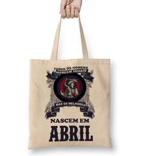 Os Melhores Nascem Em Abril Estampa Azul Bez Çanta Uzun Saplı