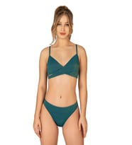 Endeep Kadın Çapraz Detaylı Simli Yeşil Bikini Takımı