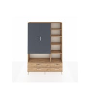 Arges Dolap 10 Raflı 4 Çekmeceli 2 Kapaklı 132x30x195 Çam-Antrasit/Çam