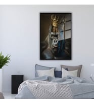 Metal Çerçeveli Temperli Cam Tablo King Kong Kral Goril (Siyah)