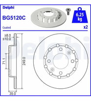 DELPHI BG5120C Arka Fren Diski 1643574180 9827734980 (2 Adet Fiyatıdır)