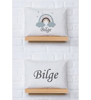 Pia Baby Premium %100 Pamuk İkili İsim Yazılı Kız Bebek Yastık Kılıfı – 35x45 cm Organik Baskı 5027-13 (Ekru)