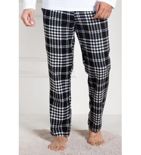 Mecit 3026 Erkek Beyaz Ekoseli Tek Pijama Altı