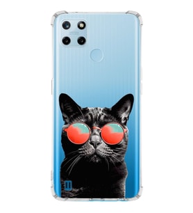 PrintiFy Realme C25 Uyumlu Kedi 3 Baskılı Şeffaf Köşe Korumalı Antişok Kılıf