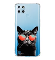 PrintiFy Realme C25 Uyumlu Kedi 3 Baskılı Şeffaf Köşe Korumalı Antişok Kılıf