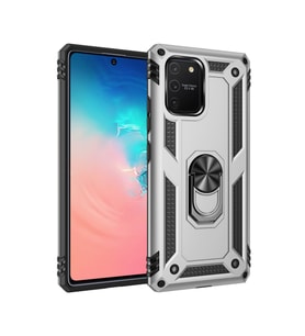 Galaxy A91 / S10 Lite Kılıf Sofya Yüzüklü Silikon Kapak - Gümüş